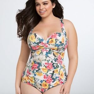 Torrid White Floral One Piece Swimsuit 3X